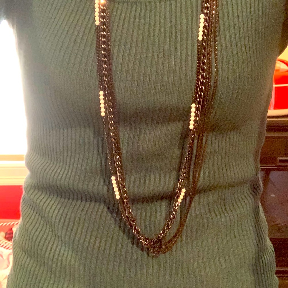 Costume adjustable long black and white necklace